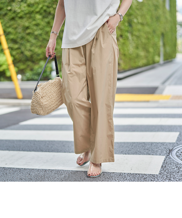 コットンタッチイージーワイドパンツ