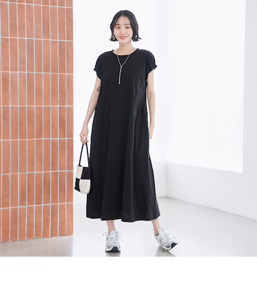 【接触冷感・UVカット】WELLTECT USA 袖リボンフレアワンピース