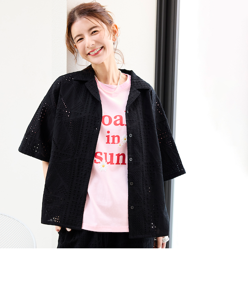 【スザンヌさんコラボ】Suuエンブロレース半袖シャツ