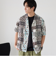 パネルプリントレーヨンシャツ