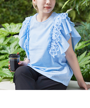スカラップレースフリルスリーブブラウス