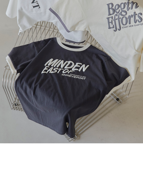 発砲ロゴ アソート プリントリンガーTシャツ