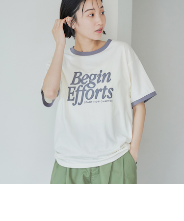 発砲ロゴ アソート プリントリンガーTシャツ