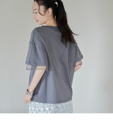 チュールレイヤーTシャツ
