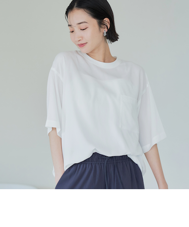 【接触冷感】五分袖Tシャツブラウス