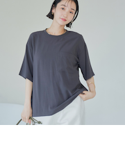 【接触冷感】五分袖Tシャツブラウス