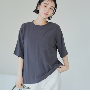 【接触冷感】五分袖Tシャツブラウス