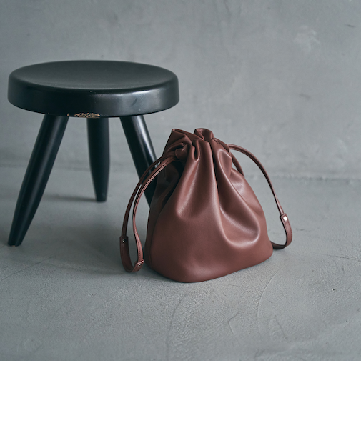 【新色追加】レザーライク巾着ショルダーバッグ