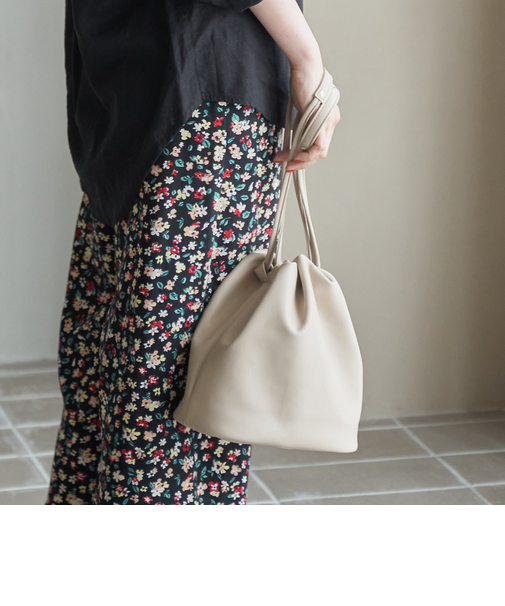 【新色追加】レザーライク巾着ショルダーバッグ