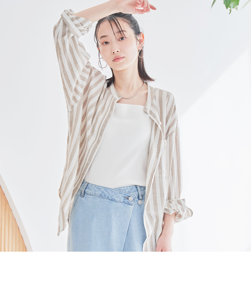 【追加】リネンレーヨンバンドカラーシャツ