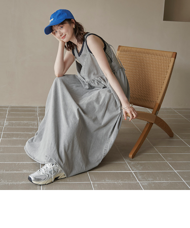 コットンレーヨンデニムキャミワンピース