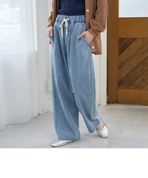 【再入荷/新色】コットンレーヨンデニムワイドパンツ(WEB限定カラーあり)