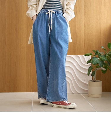 【新色/WEB限定カラーあり】コットンレーヨンデニムワイドパンツ（インフルエンサー紹介アイテム）