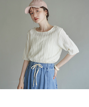 ナミナミジャガードメロー五分袖Tシャツ