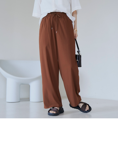 【接触冷感】 イージーワイドパンツ