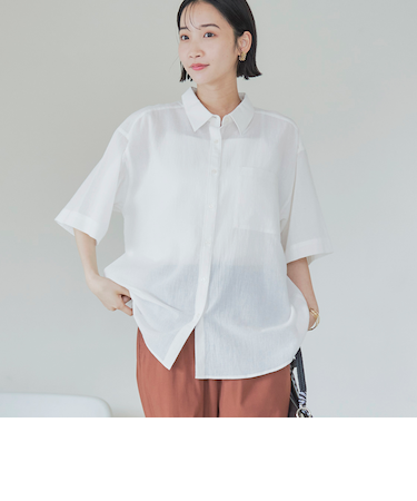強撚シアーボイルハーフスリーブシャツ