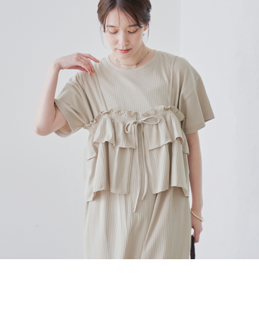 【セットアイテム】キャミセットリブワンピース