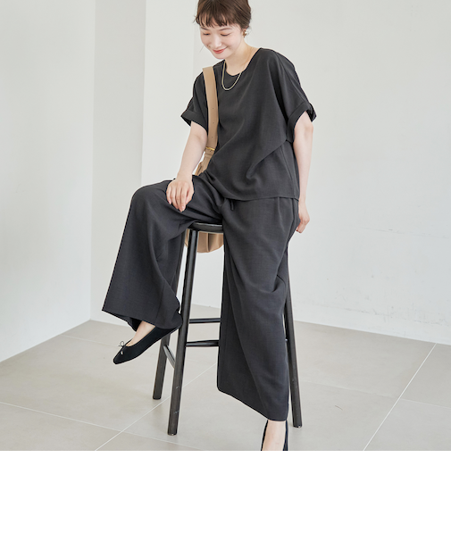 【セットアイテム】リネンタッチTブラウスセットアップ