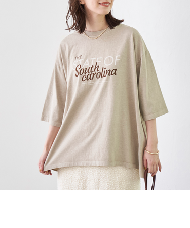 ピグメントドッキング布帛五分袖Tシャツ