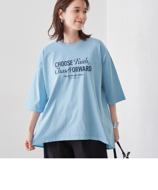 ピグメントドッキング布帛五分袖Tシャツ