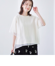 チビロゴ刺繍シアーオーバーTシャツ