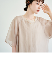 チビロゴ刺繍シアーオーバーTシャツ