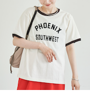 フロッキーロゴプリントリンガーTシャツ