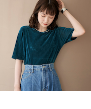 シアーベロアハーフスリーブTシャツ