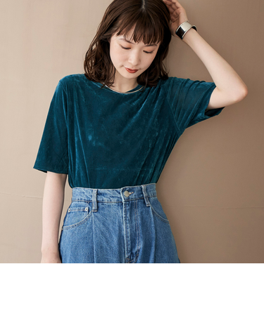シアーベロアハーフスリーブTシャツ