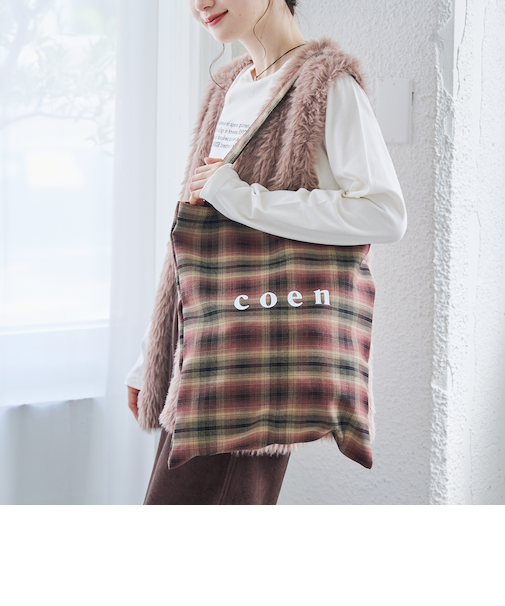 coen（コーエン）ロゴショップトートバッグ