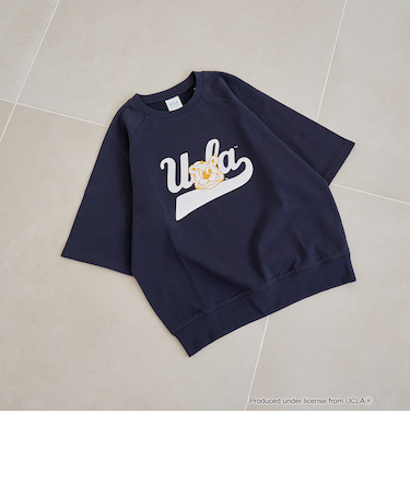 【UCLA 別注】 カレッジプリント裏毛ハーフスリーブプルオーバー