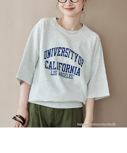 【UCLA 別注】 カレッジプリント裏毛ハーフスリーブプルオーバー