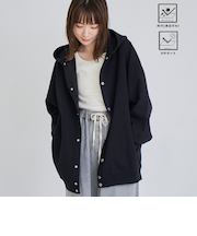 クリーンプラススウェットスナップボタンパーカー【防汚（食品汚れ）、UVカット】