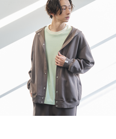 クリーンプラススウェットスナップボタンパーカー【防汚（食品汚れ）、UVカット】