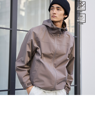 【好評につき新色登場】ウィンドブロックシェルターフードブルゾン【撥水、透湿、防風】
