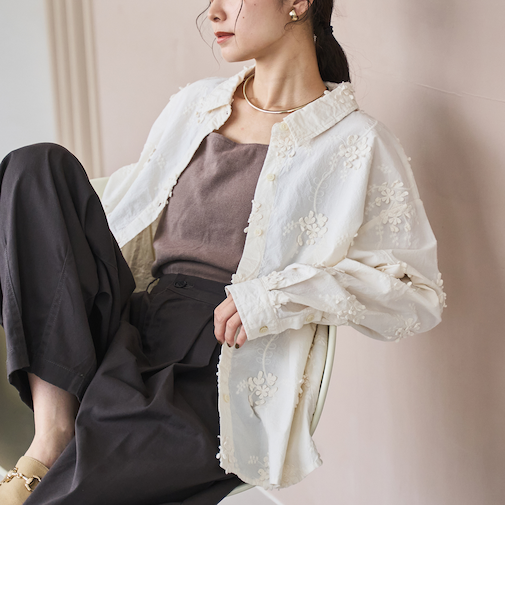 3D刺繍ロングスリーブシャツ