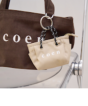 【新色追加】coen（コーエン） ロゴ ポリキャンバストートバッグチャーム XS