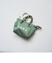【再入荷・新色登場】coen（コーエン） ロゴ ポリキャンバストートバッグチャーム XS