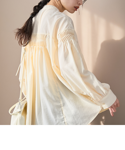 【再入荷 / 新色追加】ピンタックバンドカラーブラウス