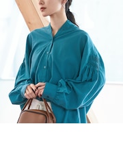 【再入荷/新色登場】ピンタックバンドカラーブラウス