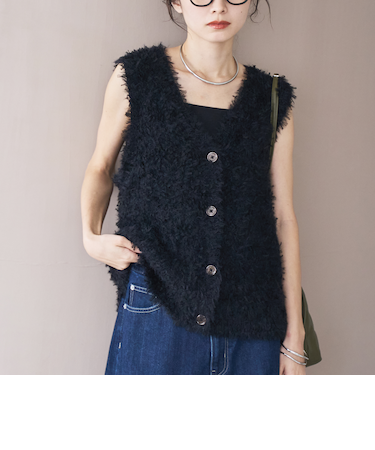 チュールフェザーヤーンニットベスト
