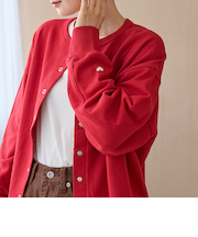 【再入荷・新色登場】ハートモチーフ裏毛カーディガン