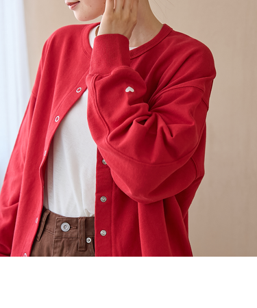 【再入荷・新色登場】ハートモチーフ裏毛カーディガン