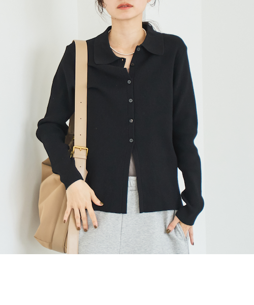 ウール混紡 襟付きボタンカーディガン COMME CA ISM｜ウール混 襟付きカーディガン | Rakuten Fashion(楽天