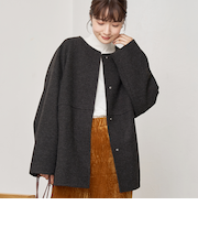 ライトメルトン ノーカラーミドルコート