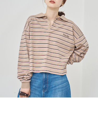 ハートモチーフラガーロンT