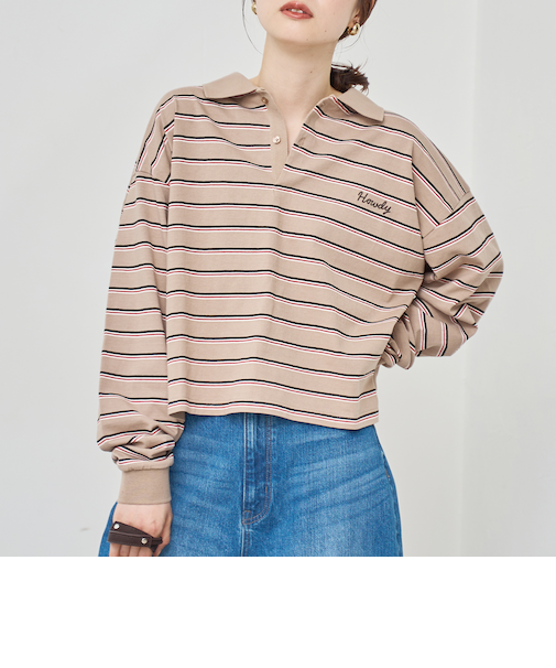 ハートモチーフラガーロンT