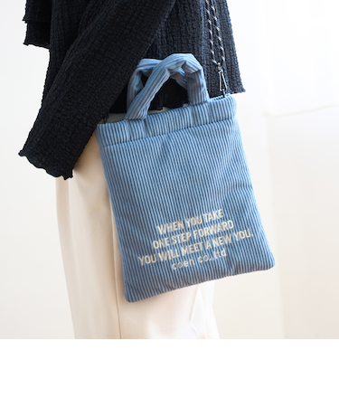 ロゴ刺繍コーデュロイショルダーバッグ