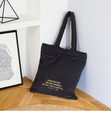 ロゴ刺繍コーデュロイトートバッグ
