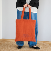 ロゴ刺繍コーデュロイトートバッグ